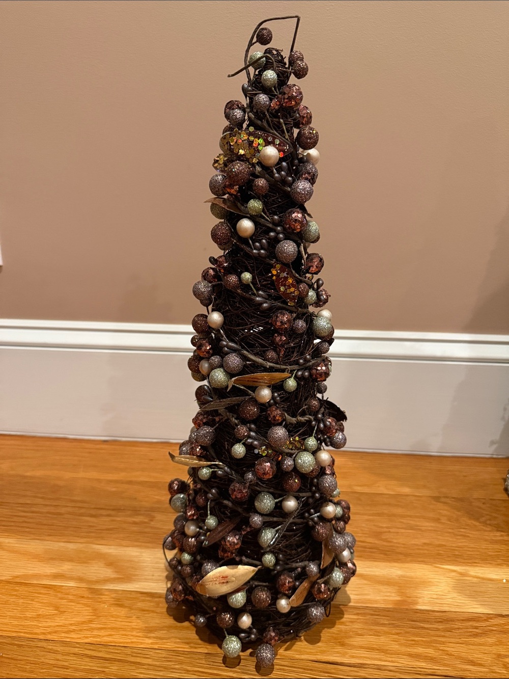19" Grapevine Christmas Tree Berry Topiary Rustic Holiday Table Decor